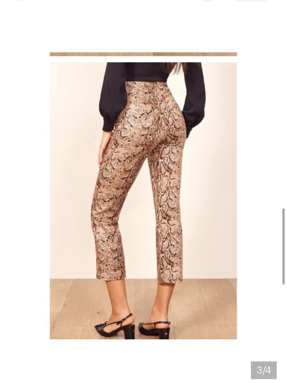 Reformation Cropped Marlon Snake-Print Pants in Brown size 0